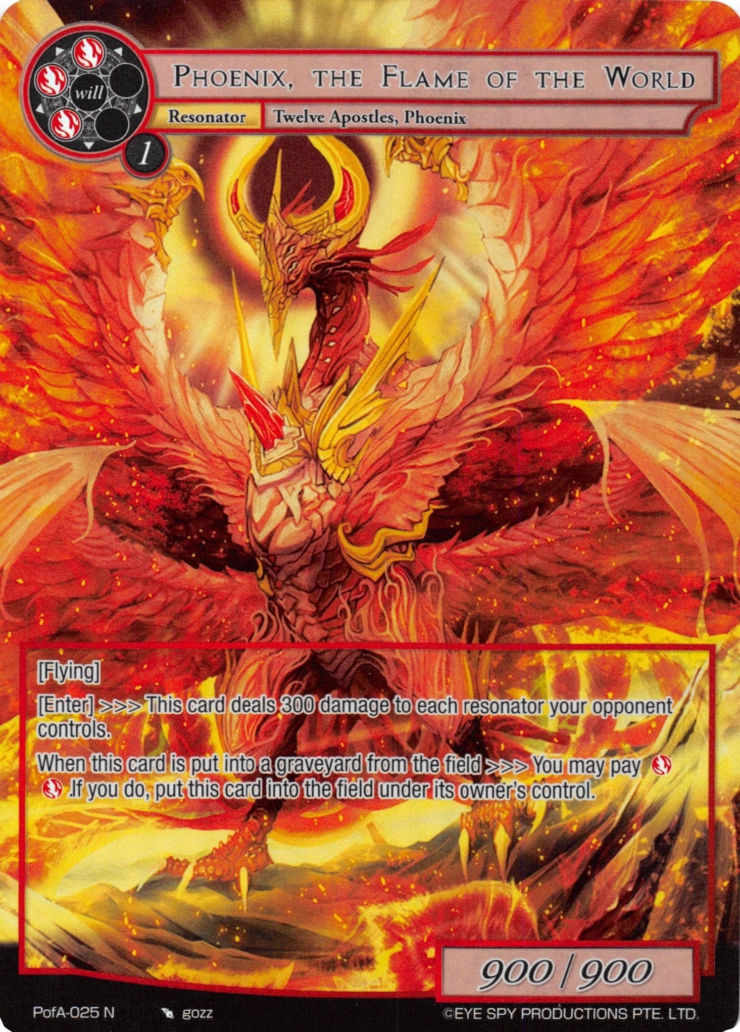 Image for Phoenix, the Flame of the World (Full Art) (Alice Origin IV: Prologue of Attoractia) (PofA-025) - Force of Will