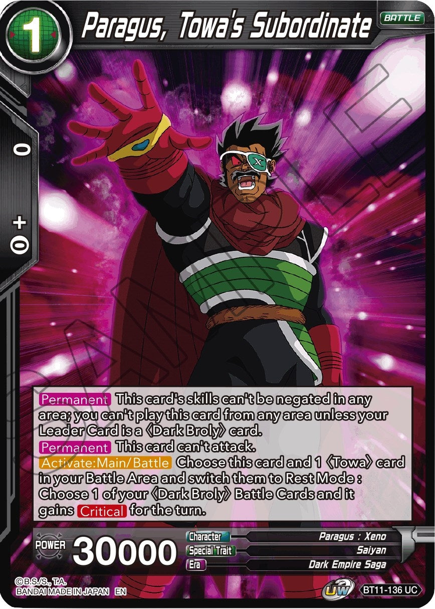 Image for Paragus, Towa's Subordinate (Vermilion Bloodline) (BT11-136) - Dragon Ball Super: Masters