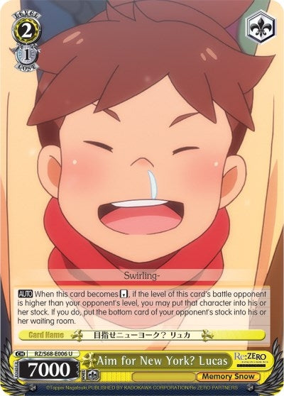 Image for Aim for New York? Lucas (Re:ZERO Memory Snow) (RZ/S68-E006 U) - Weiss Schwarz