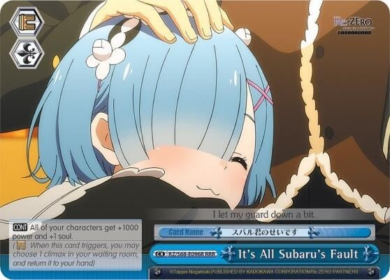 Image for It's All Subaru's Fault (RRR) (Re:ZERO Memory Snow) (RZ/S68-E096R RRR) - Weiss Schwarz
