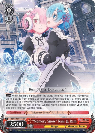 Image for "Memory Snow" Ram & Rem (SR) (Re:ZERO Memory Snow) (RZ/S68-E014S SR) - Weiss Schwarz
