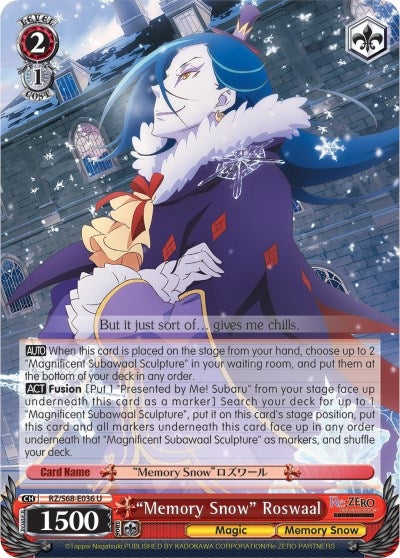Image for "Memory Snow" Roswaal (Re:ZERO Memory Snow) (RZ/S68-E036 U) - Weiss Schwarz