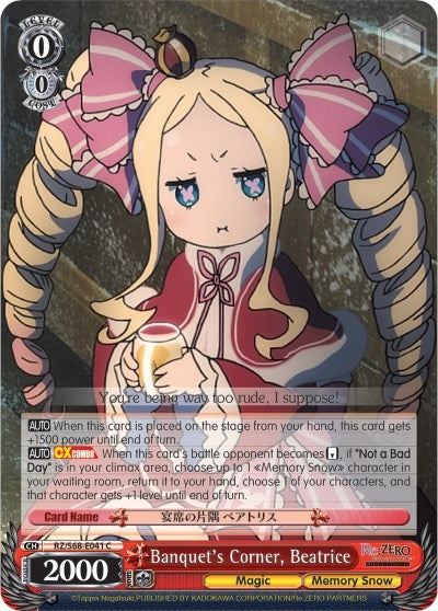 Image for Banquet's Corner, Beatrice (Re:ZERO Memory Snow) (RZ/S68-E041 C) - Weiss Schwarz