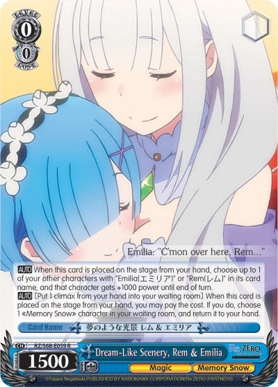 Image for Dream-Like Scenery, Rem & Emilia (Re:ZERO Memory Snow) (RZ/S68-E059 R) - Weiss Schwarz