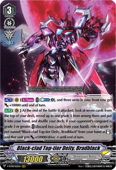 Image for Black-clad Top-tier Deity, Bradblack (V-BT08: Silverdust Blaze) (V-BT08/012EN RRR) - Cardfight Vanguard