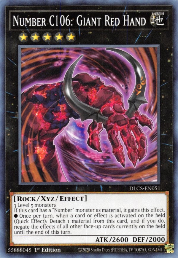 Image for Number C106: Giant Red Hand (Dragons of Legend: The Complete Series) (DLCS-EN051) - YuGiOh