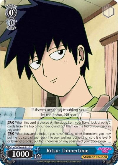 Image for Ritsu: Dinnertime (Mob Psycho 100) (MOB/SX02-T13 TD) - Weiss Schwarz