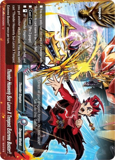 Image for Thunder Heavenly Sun Lance X Tempest Extreme Buster!! (Buddy Again Vol.3 ~Beyond the Ages~) (S-UB06/0042EN) - Future Card BuddyFight