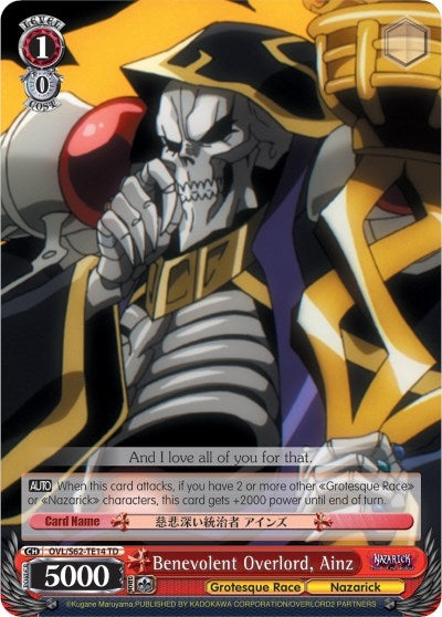 Image for Benevolent Overlord, Ainz (Nazarick: Tomb of the Undead) (OVL/S62-TE14 TD) - Weiss Schwarz