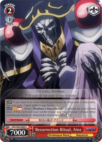 Image for Resurrection Ritual, Ainz (Nazarick: Tomb of the Undead) (OVL/S62-E069 C) - Weiss Schwarz