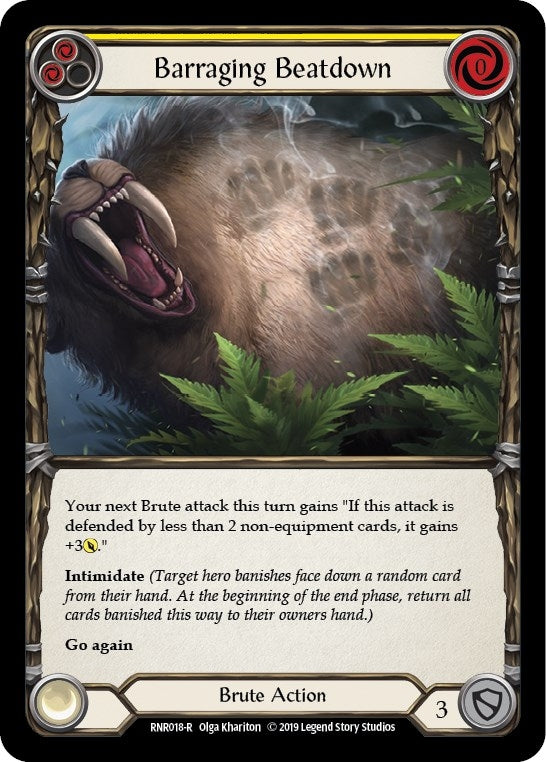 Image for Barraging Beatdown (Yellow) (Hero Deck: Rhinar) (RNR018) - Flesh and Blood TCG