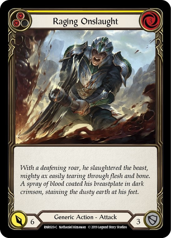 Image for Raging Onslaught (Yellow) (Hero Deck: Rhinar) (RNR020) - Flesh and Blood TCG