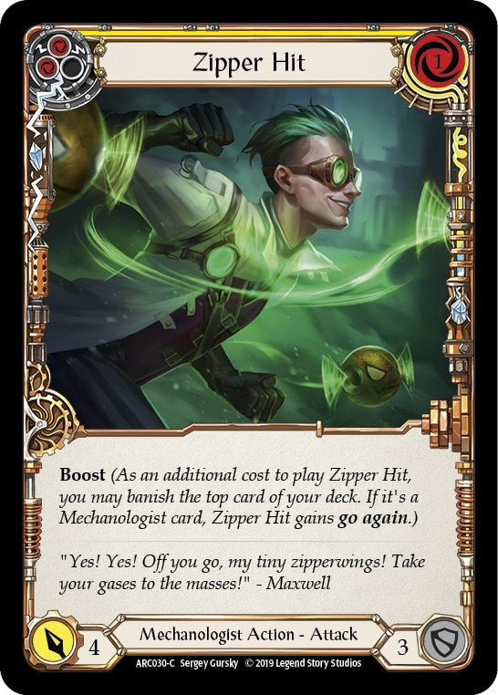Image for Zipper Hit (Yellow) (Arcane Rising) (ARC030) - Flesh and Blood TCG
