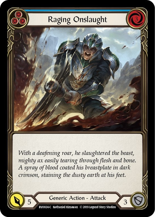 Image for Raging Onslaught (Blue) (Hero Deck: Bravo) (BVO024) - Flesh and Blood TCG
