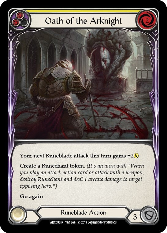 Image for Oath of the Arknight (Yellow) (Arcane Rising) (ARC092) - Flesh and Blood TCG