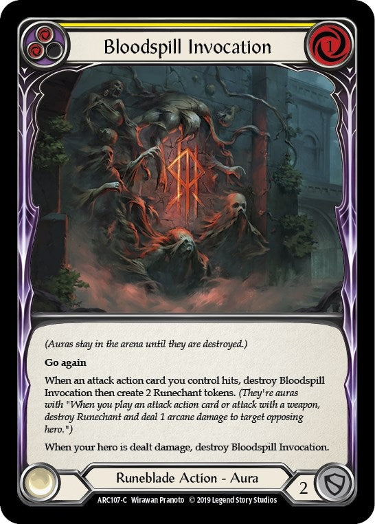 Image for Bloodspill Invocation (Yellow) (Arcane Rising) (ARC107) - Flesh and Blood TCG