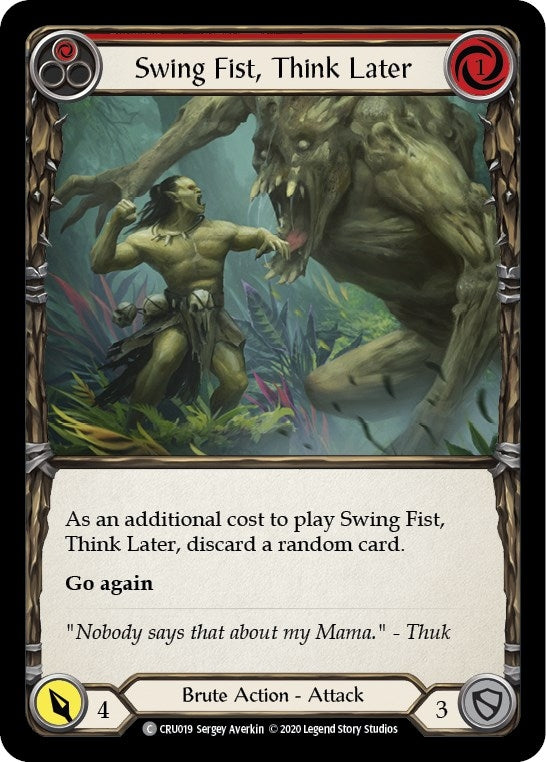 Image for Swing Fist, Think Later (Red) (Crucible of War) (CRU019) - Flesh and Blood TCG