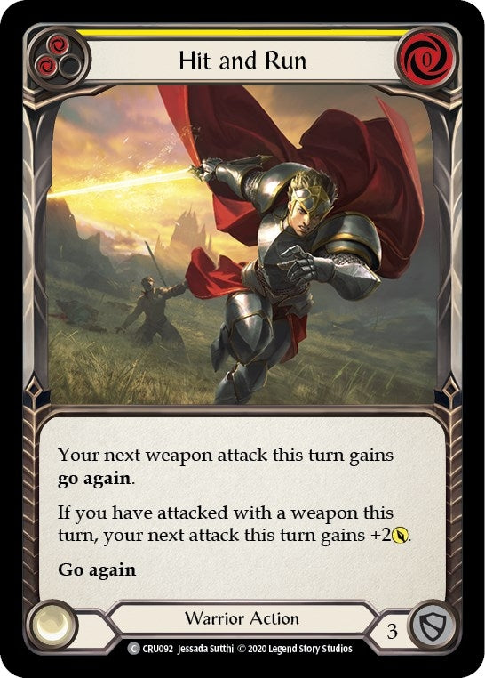 Image for Hit and Run (Yellow) (Crucible of War) (CRU092) - Flesh and Blood TCG