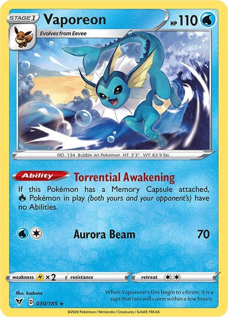 Image for Vaporeon (SWSH04: Vivid Voltage) (030/185) - Pokemon