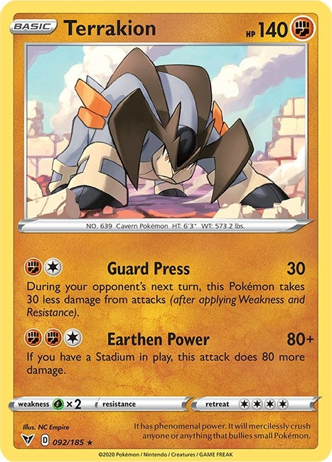 Image for Terrakion (SWSH04: Vivid Voltage) (092/185) - Pokemon