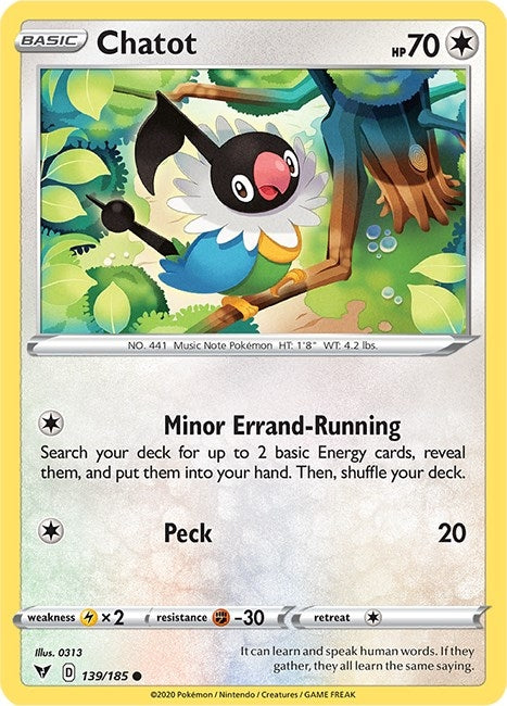Image for Chatot (SWSH04: Vivid Voltage) (139/185) - Pokemon
