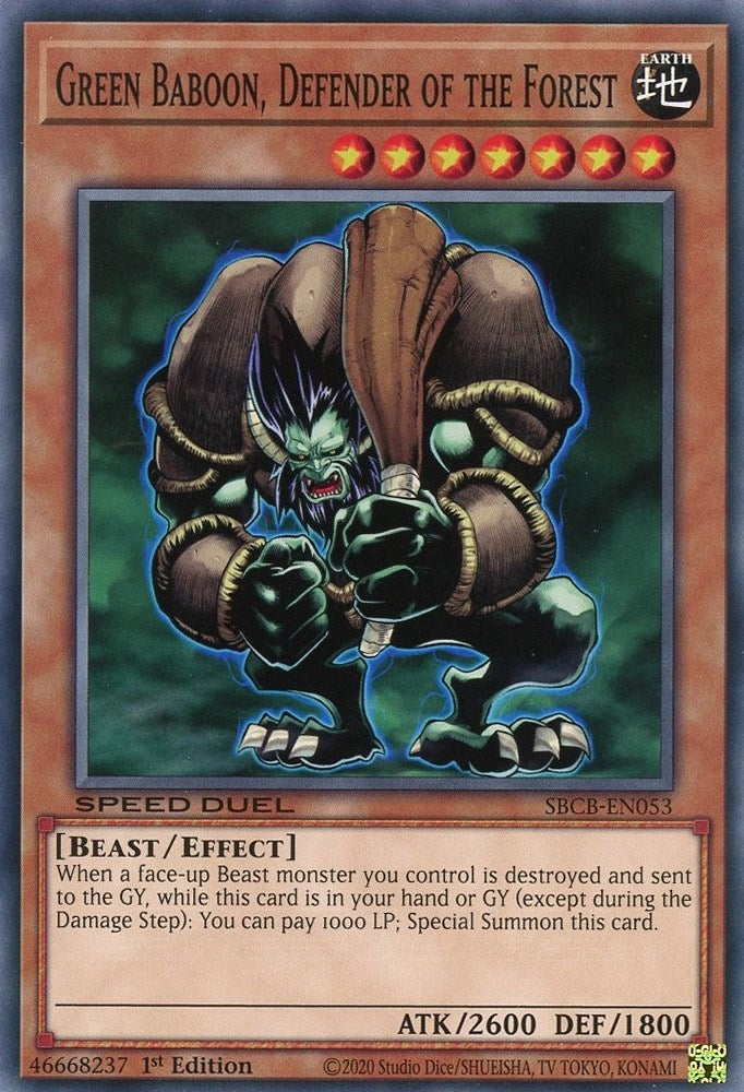 Image for Green Baboon, Defender of the Forest (Speed Duel: Battle City Box) (SBCB-EN053) - YuGiOh