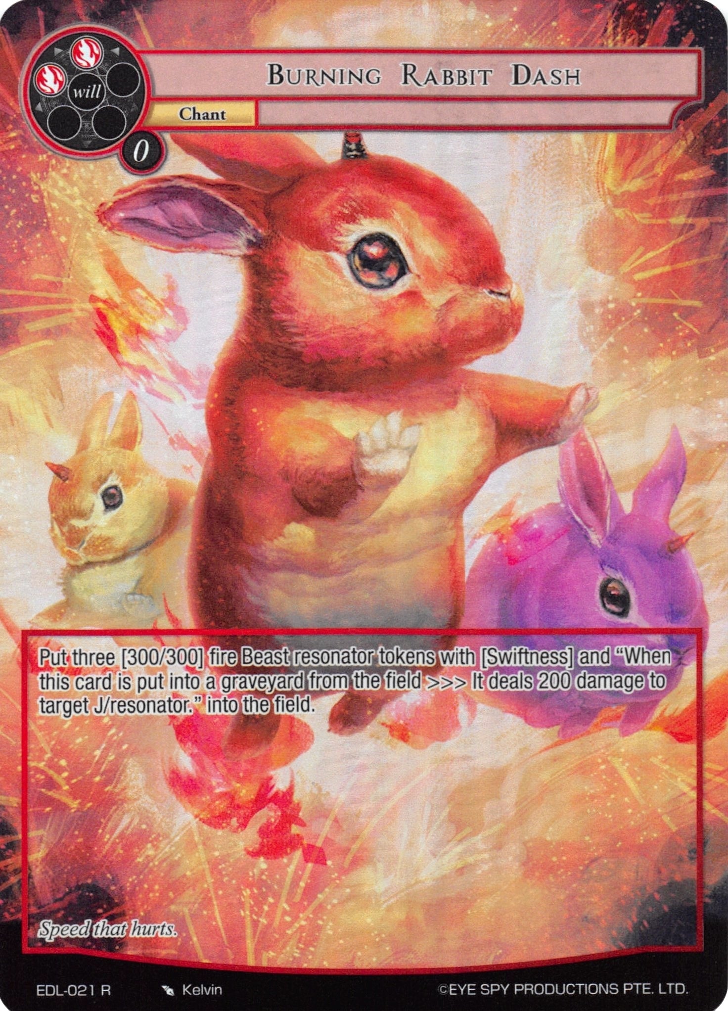 Image for Burning Rabbit Dash (Full Art) (The Epic of the Dragon Lord) (EDL-021) - Force of Will