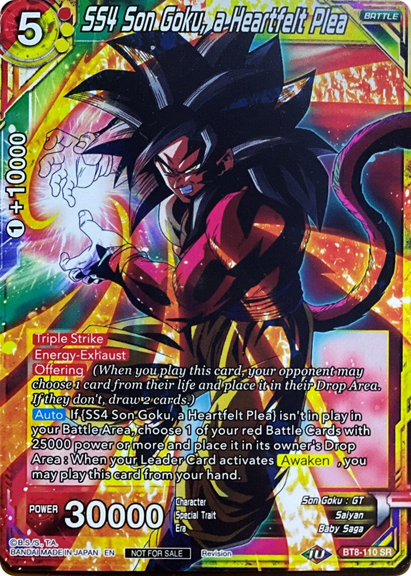 Image for SS4 Son Goku, a Heartfelt Plea (Revision Pack 2020) (BT8-110) - Dragon Ball Super: Masters