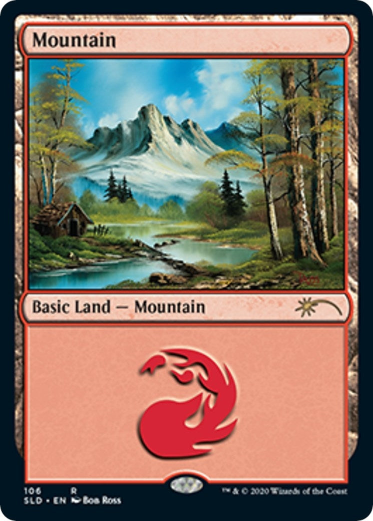 Image for Mountain (106) (Bob Ross) (Secret Lair Drop Series) (106) - Magic: The Gathering