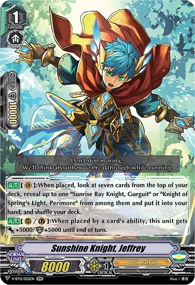 Image for Sunshine Knight, Jeffrey (V-BT12: Divine Lightning Radiance) (V-BT12/022EN) - Cardfight Vanguard