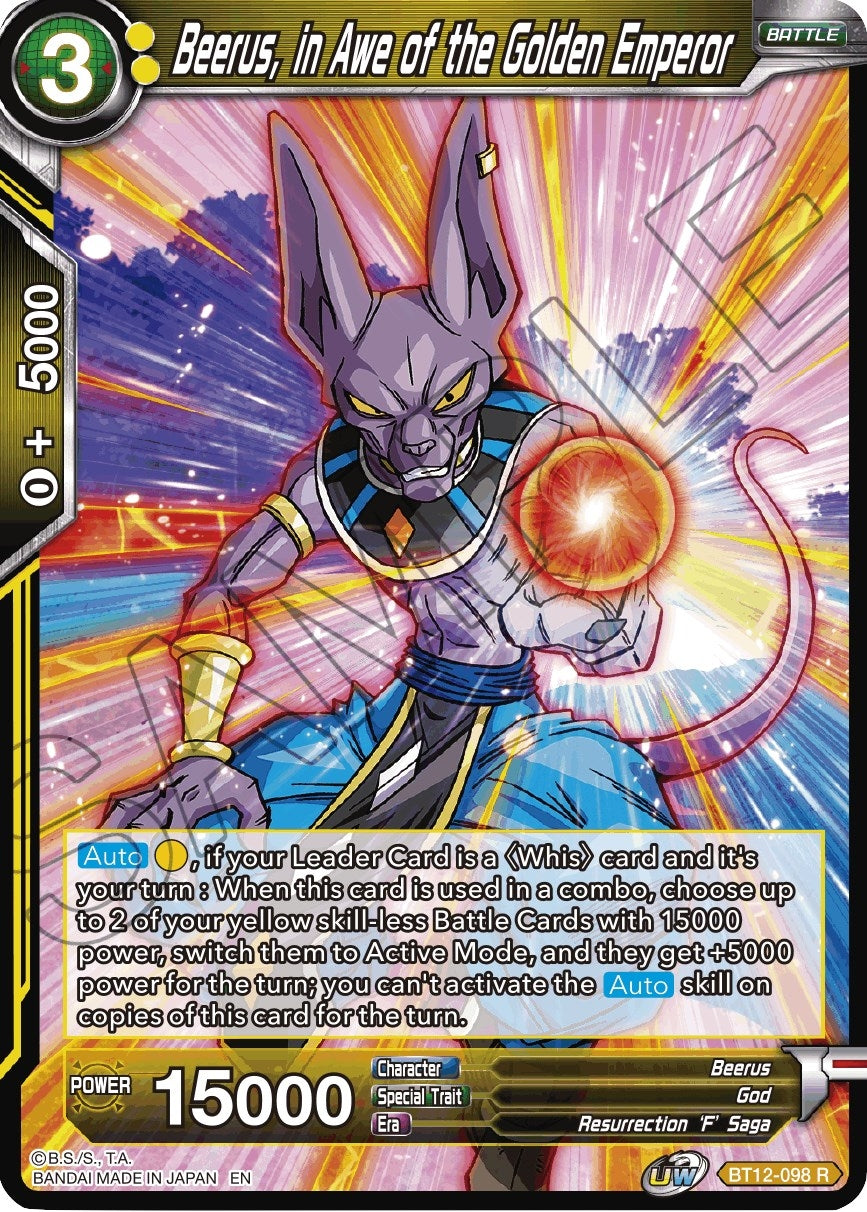 Image for Beerus, in Awe of the Golden Emperor (Vicious Rejuvenation) (BT12-098) - Dragon Ball Super: Masters