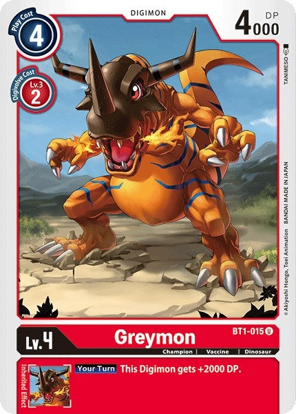 Image for Greymon - BT1-015 (BT01-03A) (BT1-015 U) - Digimon Card Game