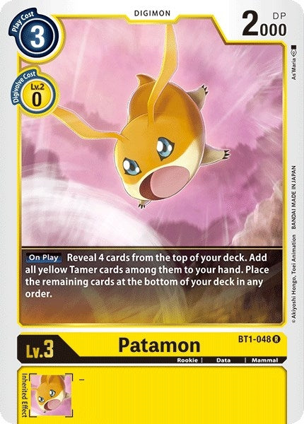Image for Patamon (BT01-03A) (BT1-048 R) - Digimon Card Game