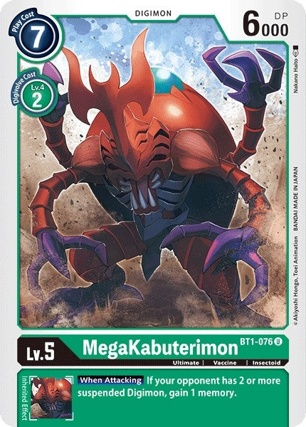 Image for MegaKabuterimon (BT01-03A) (BT1-076 U) - Digimon Card Game