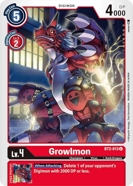 Image for Growlmon (BT01-03A) (BT2-013 U) - Digimon Card Game
