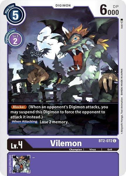 Image for Vilemon (BT01-03A) (BT2-072 C) - Digimon Card Game