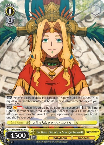 Image for The Great Bird of the Sun, Quetzalcoatl (Fate/Grand Order Absolute Demonic Front: Babylonia) (FGO/S75-E010 U) - Weiss Schwarz