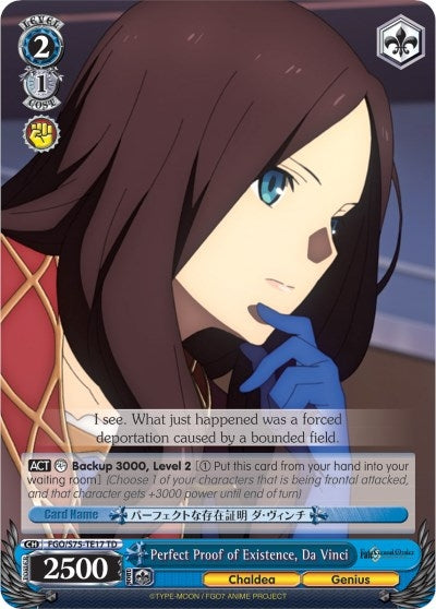 Image for Perfect Proof of Existence, Da Vinci (Fate/Grand Order Absolute Demonic Front: Babylonia) (FGO/S75-TE17 TD) - Weiss Schwarz
