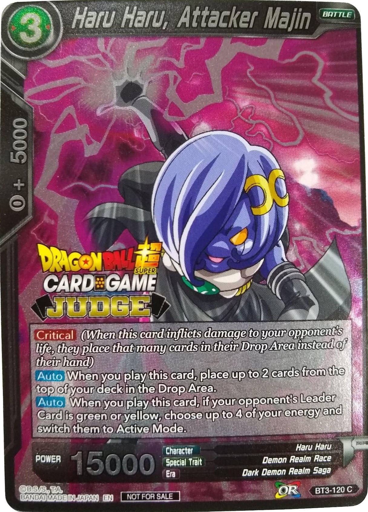 Image for Haru Haru, Attacker Majin (Judge Promotion Cards) (BT3-120) - Dragon Ball Super: Masters