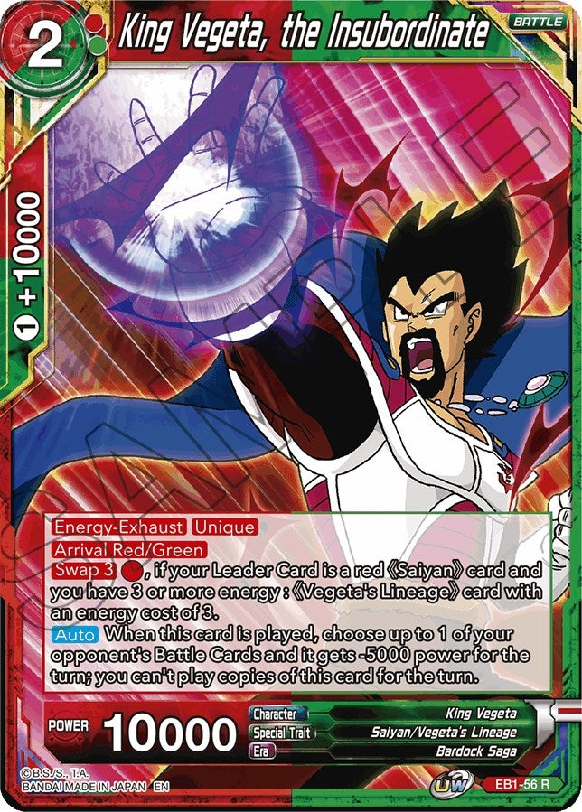 Image for King Vegeta, the Insubordinate (Battle Evolution Booster) (EB1-56) - Dragon Ball Super: Masters