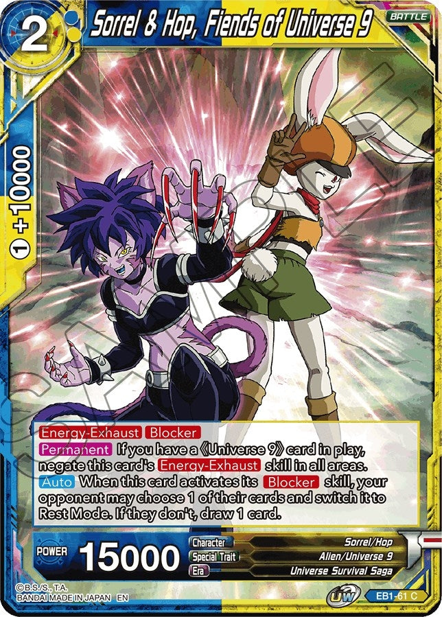 Image for Sorrel & Hop, Fiends of Universe 9 (Battle Evolution Booster) (EB1-61) - Dragon Ball Super: Masters