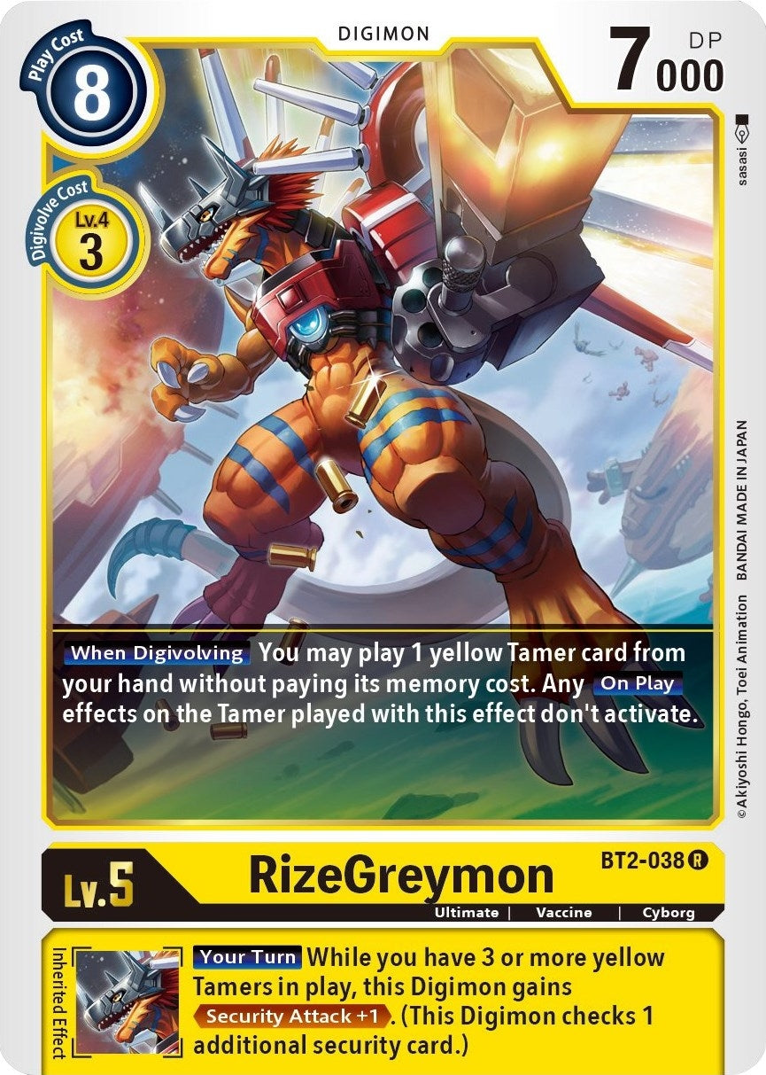 Image for RizeGreymon (BT01-03B) (BT2-038 R) - Digimon Card Game
