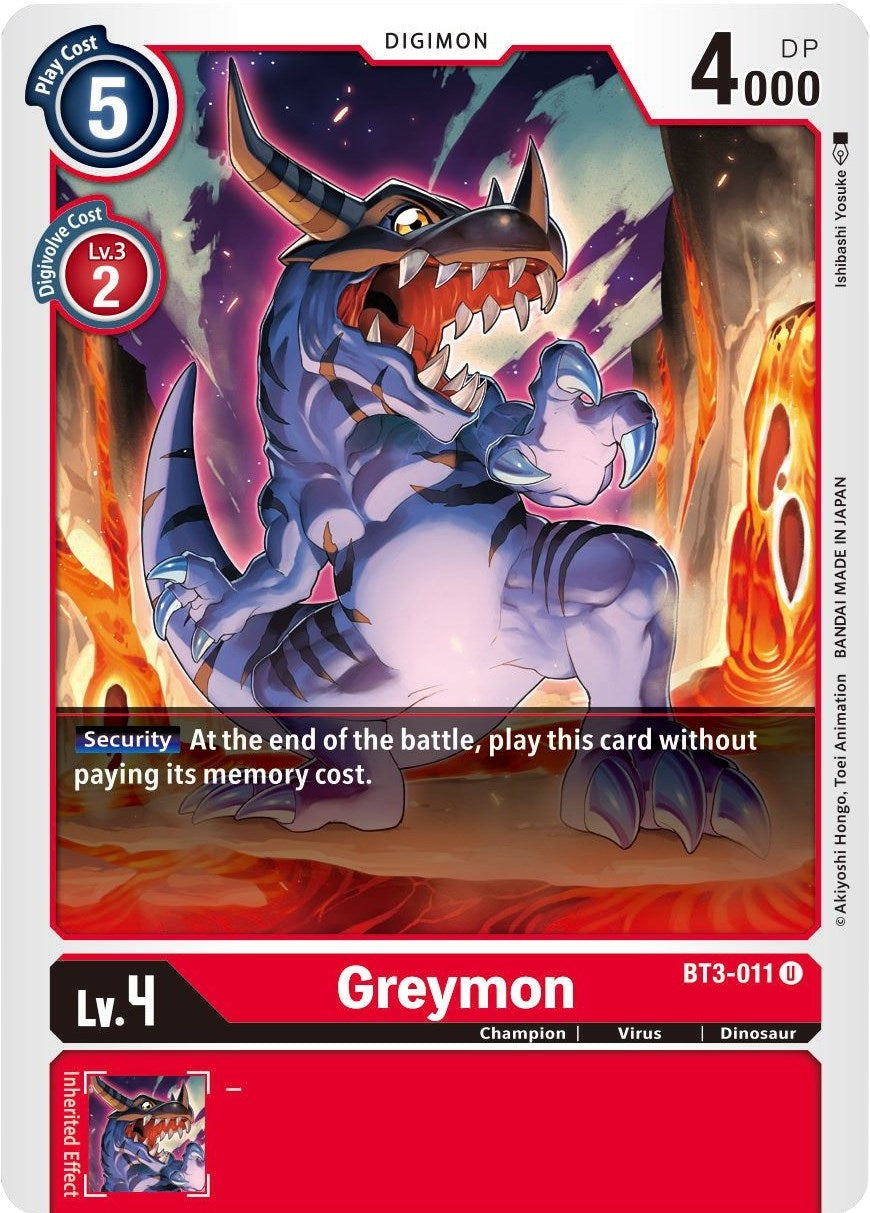 Image for Greymon - BT3-011 (BT01-03B) (BT3-011 U) - Digimon Card Game