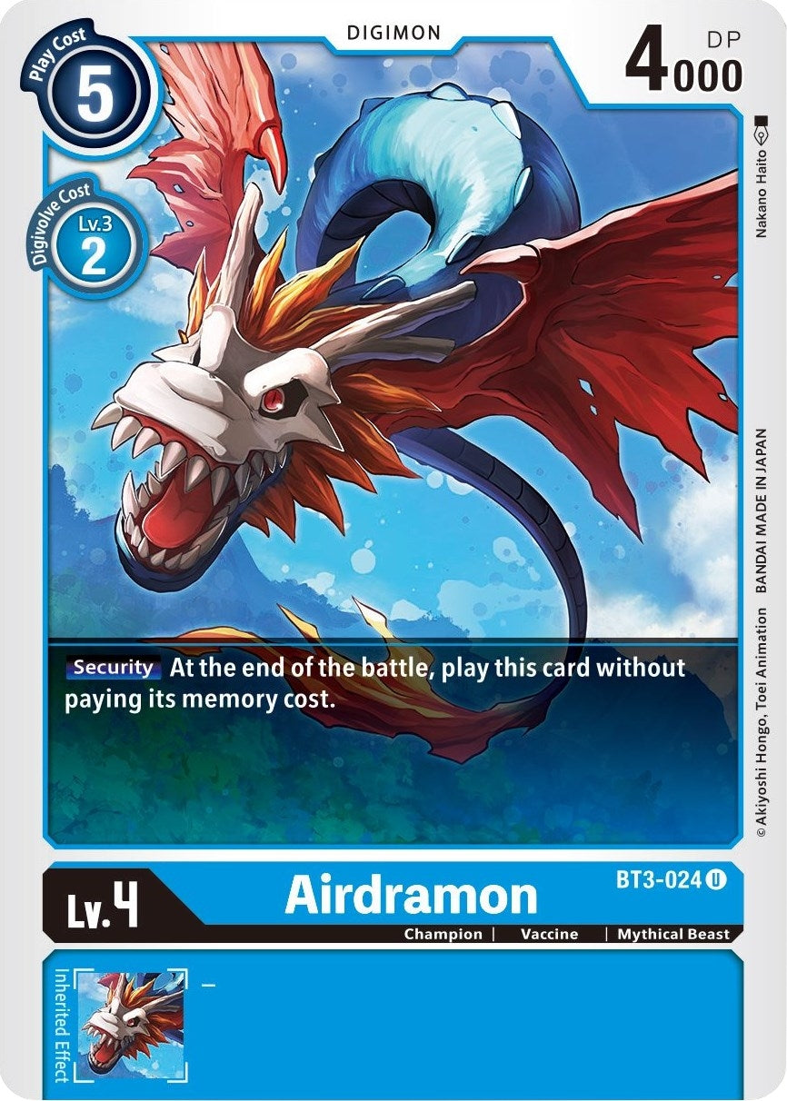 Image for Airdramon (BT01-03B) (BT3-024 U) - Digimon Card Game