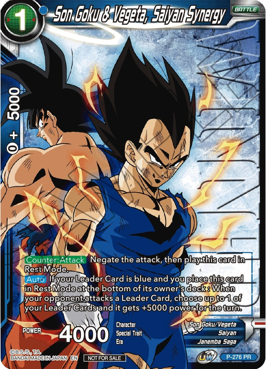 Image for Son Goku & Vegeta, Saiyan Synergy (Unison Warrior Series Tournament Pack Vol.3) (Winner Stamped) (Tournament Promotion Cards) (P-276) - Dragon Ball Super: Masters