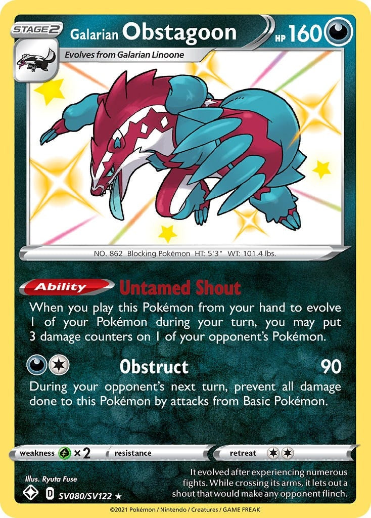 Image for Galarian Obstagoon (Shining Fates: Shiny Vault) (SV080/SV122) - Pokemon