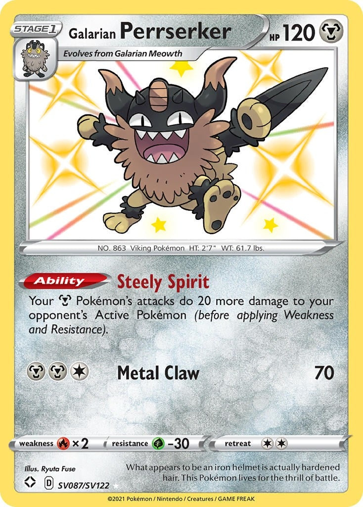 Image for Galarian Perrserker (Shining Fates: Shiny Vault) (SV087/SV122) - Pokemon