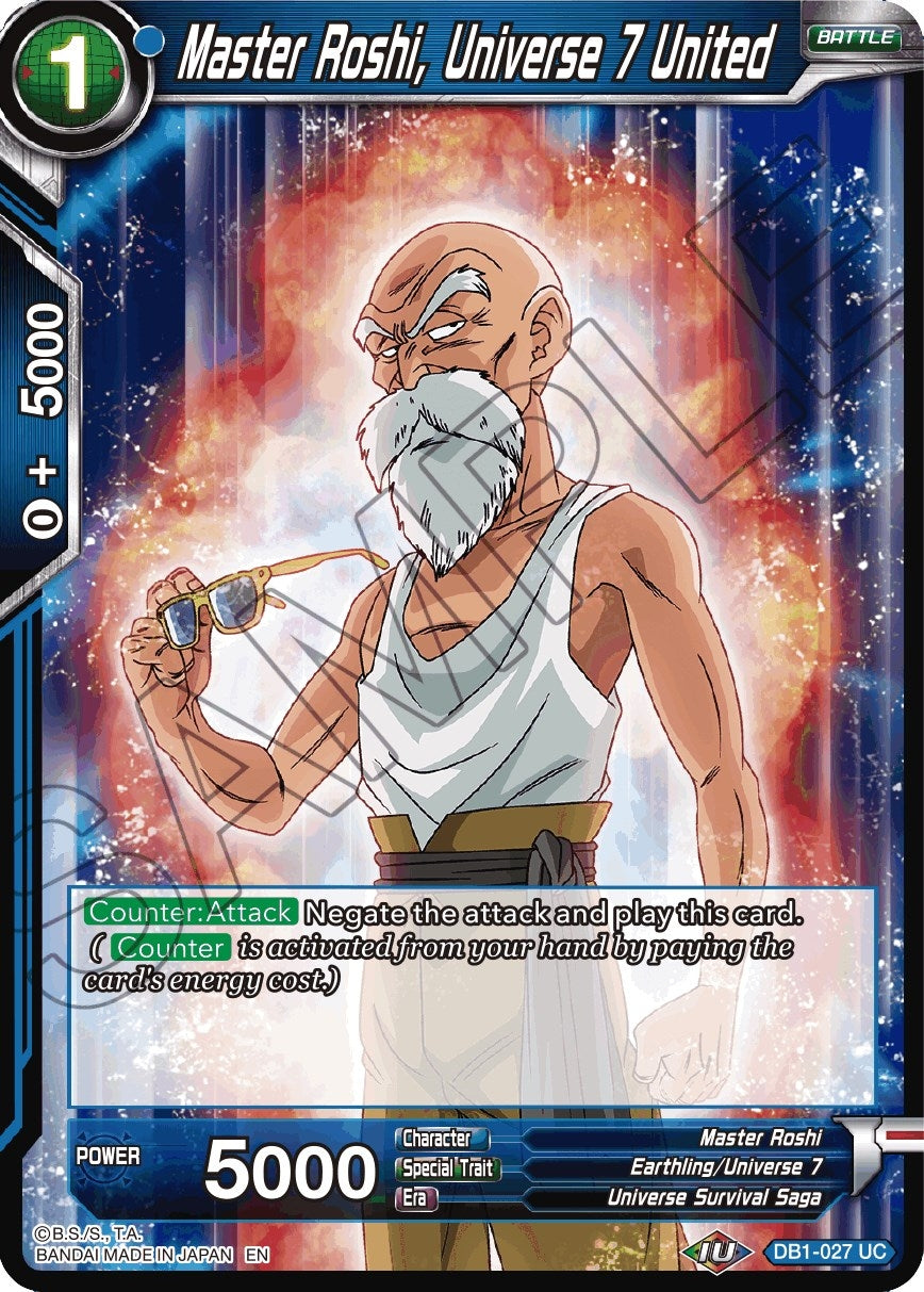 Image for Master Roshi, Universe 7 United (Reprint) (Battle Evolution Booster) (DB1-027) - Dragon Ball Super: Masters