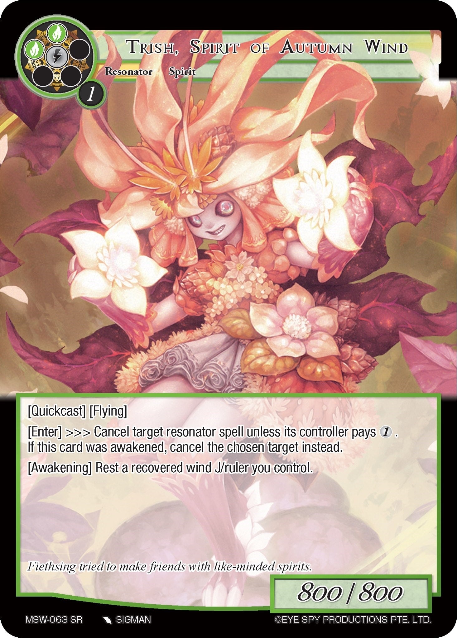 Image for Trish, Spirit of Autumn Wind (The Magic Stone War - Zero) (MSW-063) - Force of Will