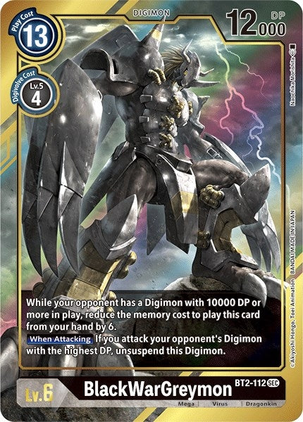 Image for BlackWarGreymon (Alternate Art) (BT01-03B) (BT2-112 SEC) - Digimon Card Game